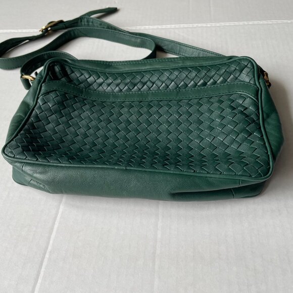 Ganson green Woven Leather crossbody bag - Picture 3 of 11
